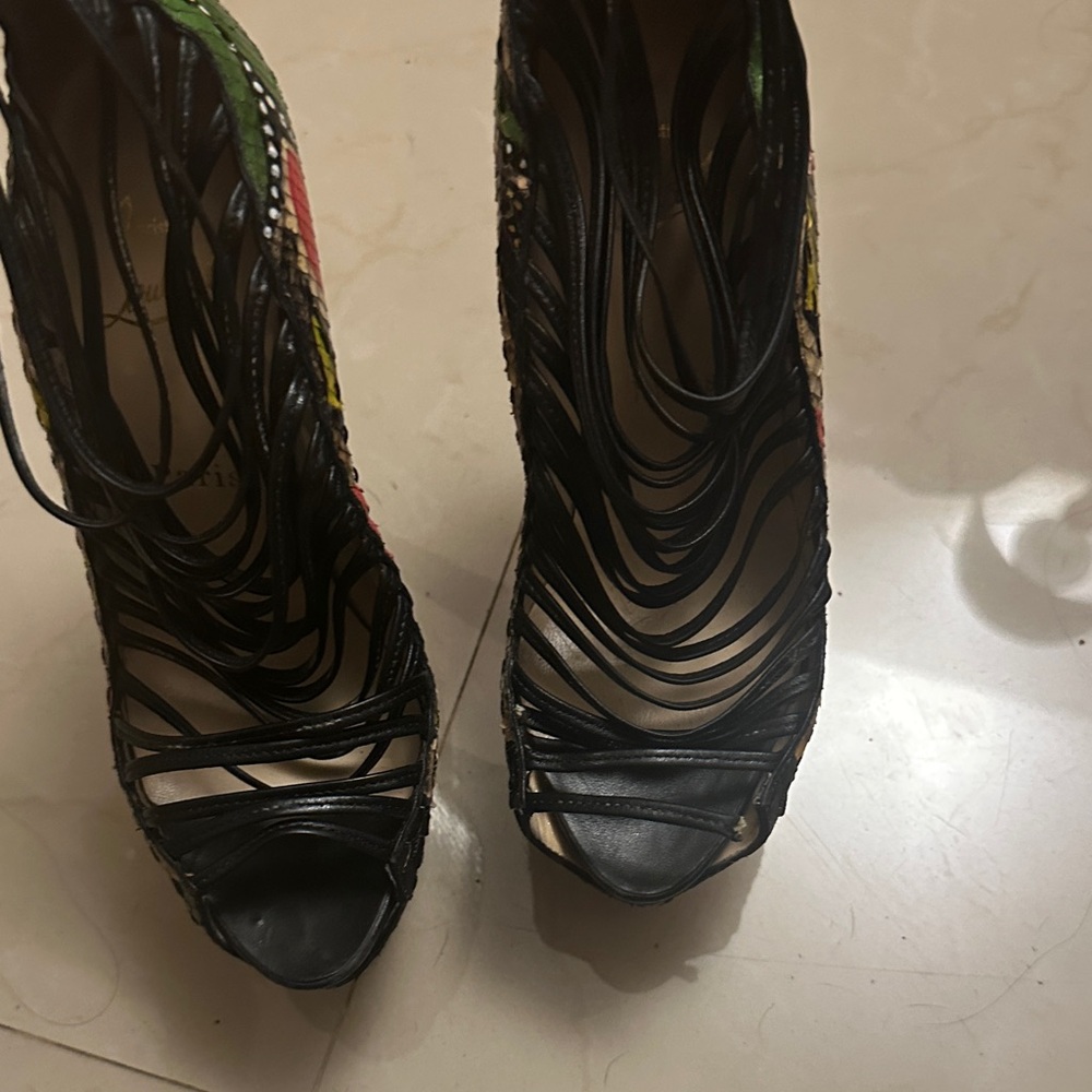Christian Louboutin Black and Multicolor Heels
